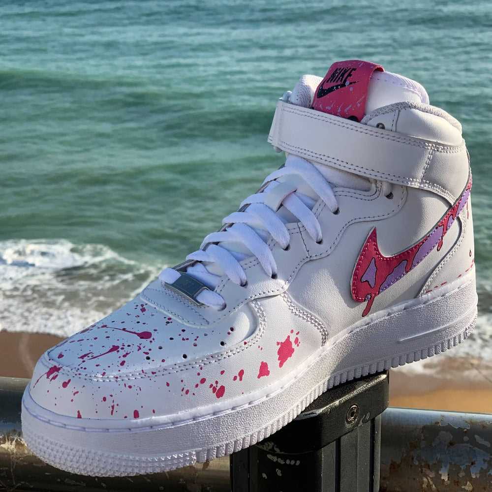 Custom Air Force 1 White With Pink Splatter Design