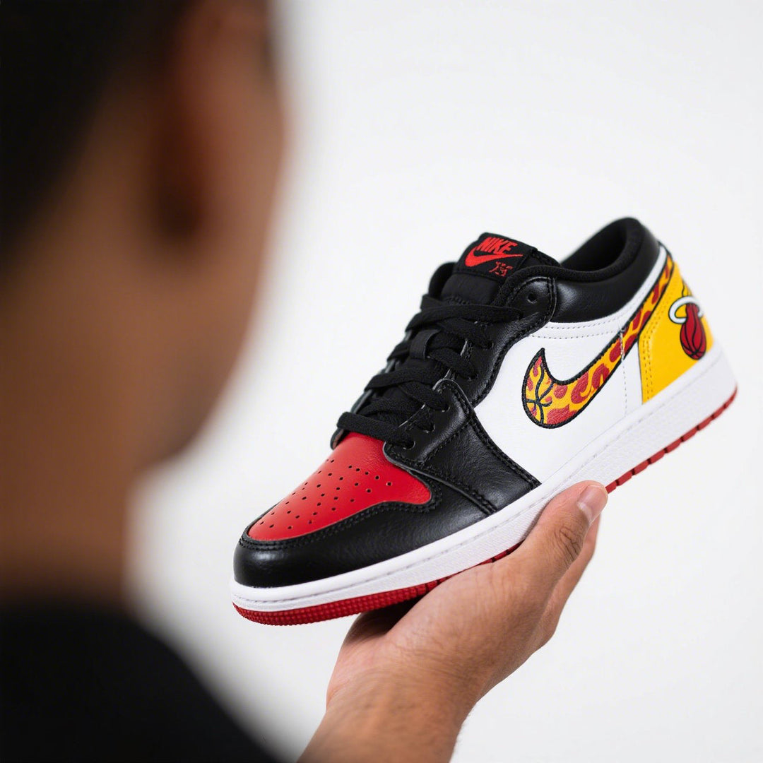 Custom Air Jordan 1 Black Red White Miami Heat NBA