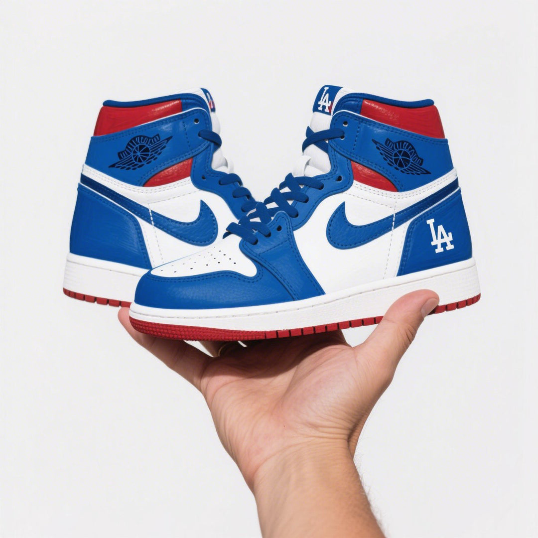 Custom Air Jordan 1 Blue White Red Los Angeles Dodgers MLB