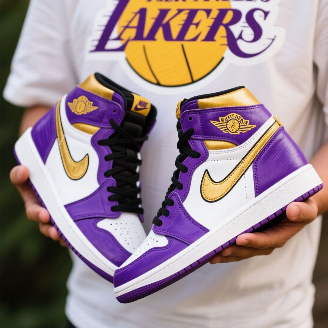 Custom Air Jordan 1 Purple Gold Lakers NBA