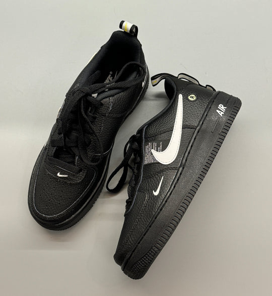 Custom Air Force 1 White Swoosh Font Black
