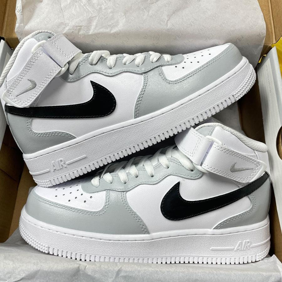 Custom Air Force 1 White Grey Black Mid