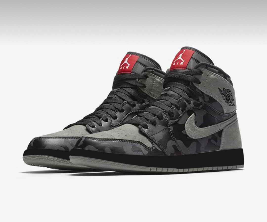 Custom Air Jordan 1 Black Gray Camouflage