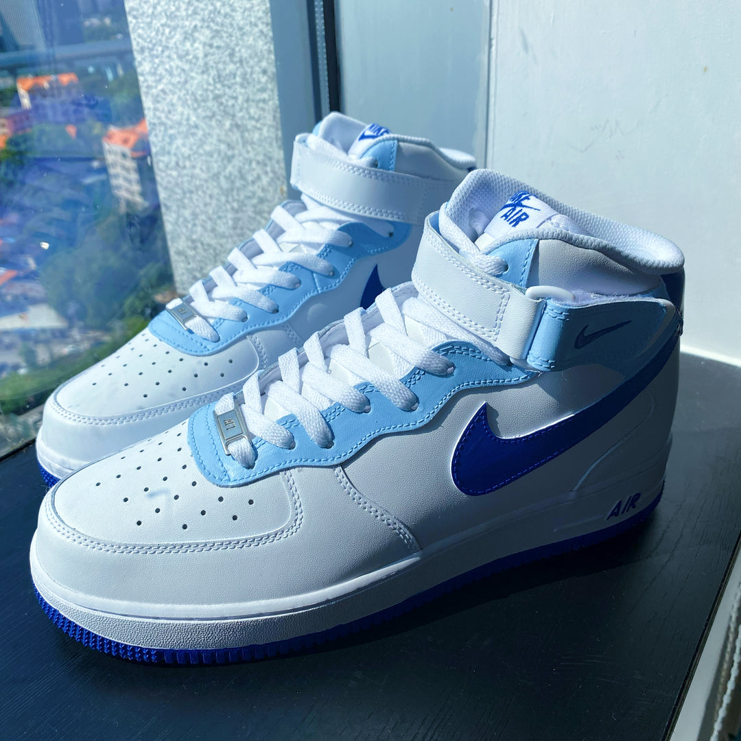 Custom Air Force 1 Blue Swoosh Gray