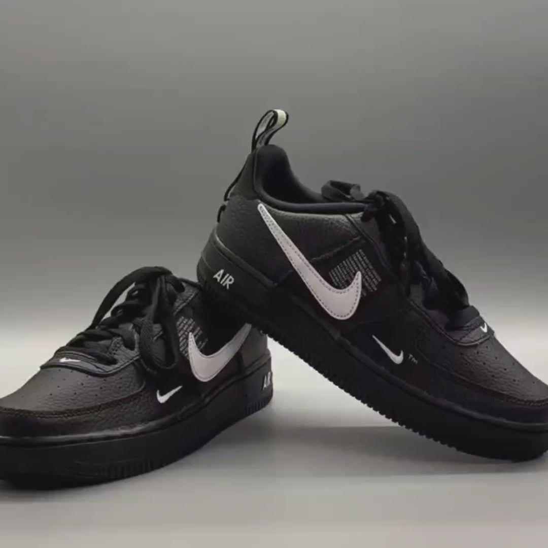 Custom Air Force 1 All Black White Font