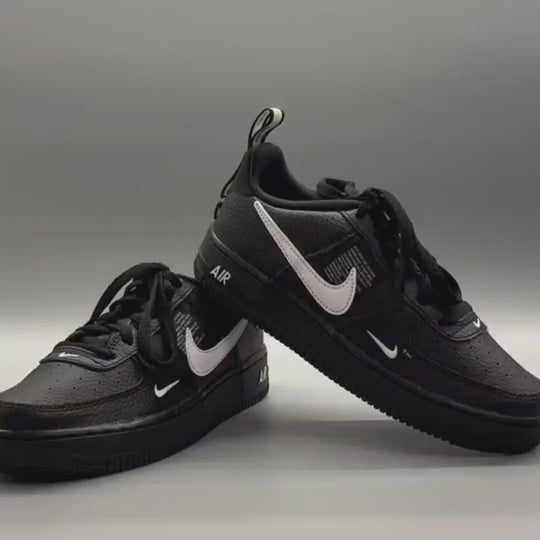 Custom Air Force 1 All Black White Font