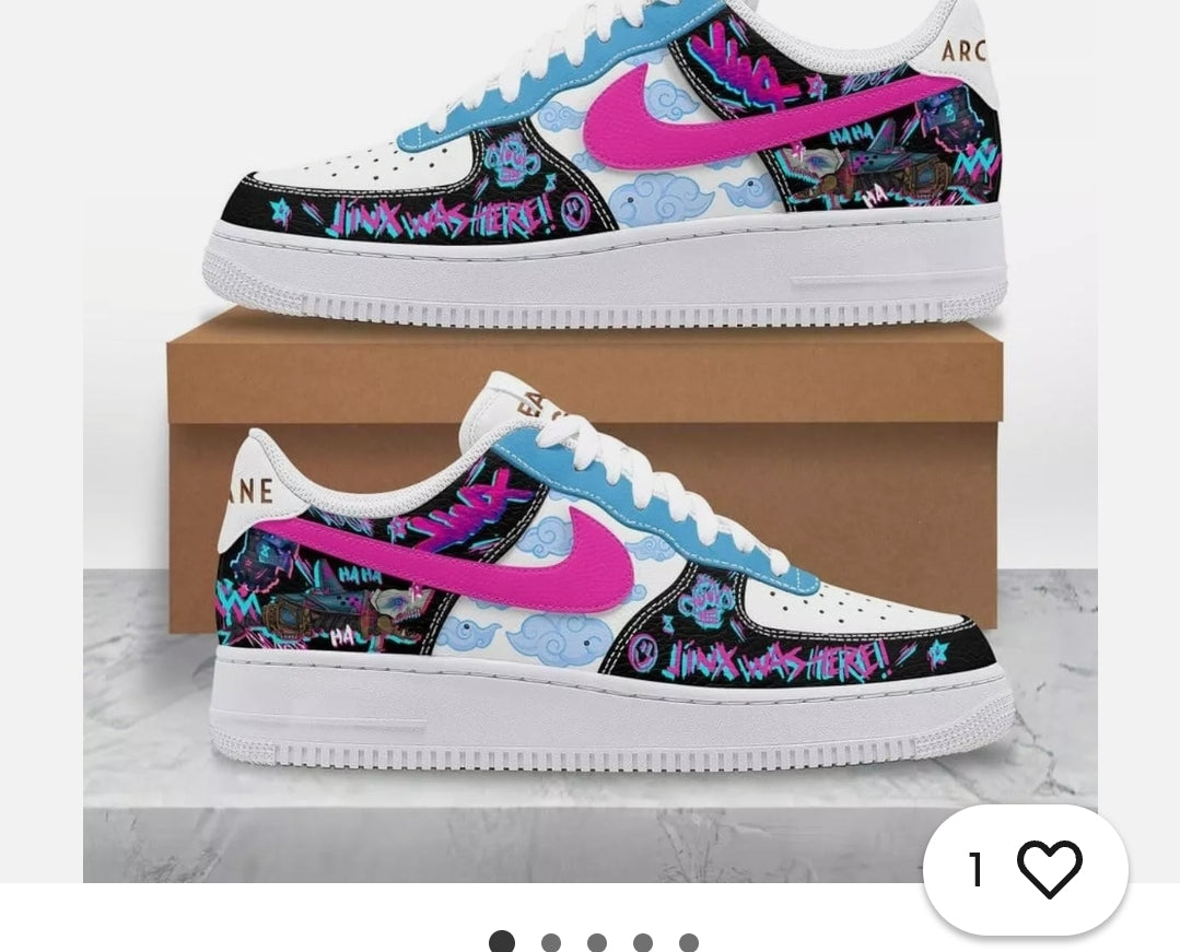 Air Force 1 Black Pink Blue Fonts Graffiti Custom