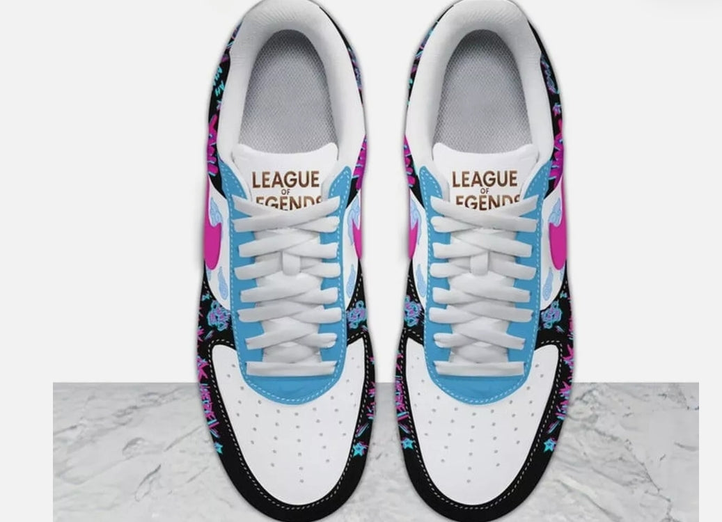 Air Force 1 Black Pink Blue Fonts Graffiti Custom