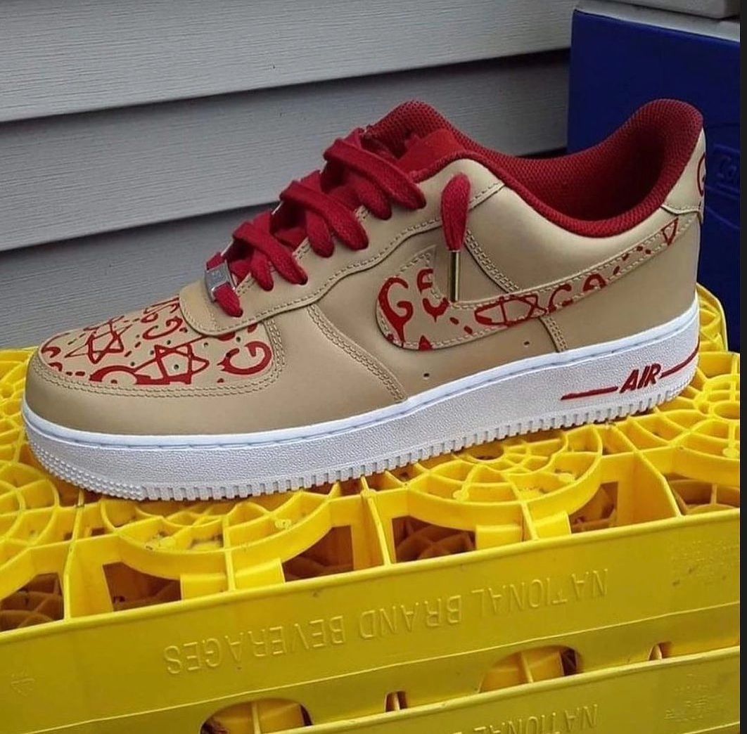 Custom Air Force 1 Red Khaki