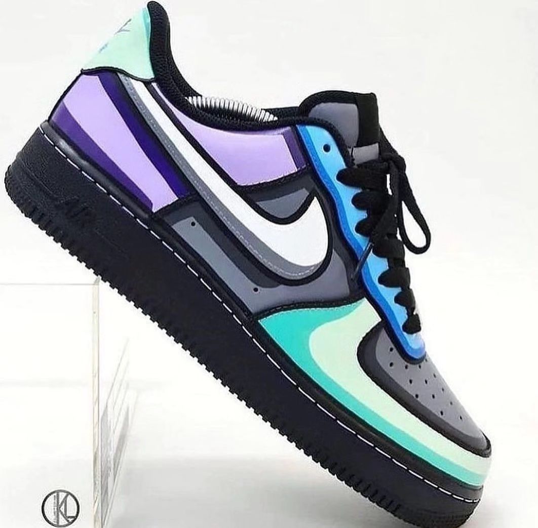 Custom Air Force 1 Purple Gray Green White