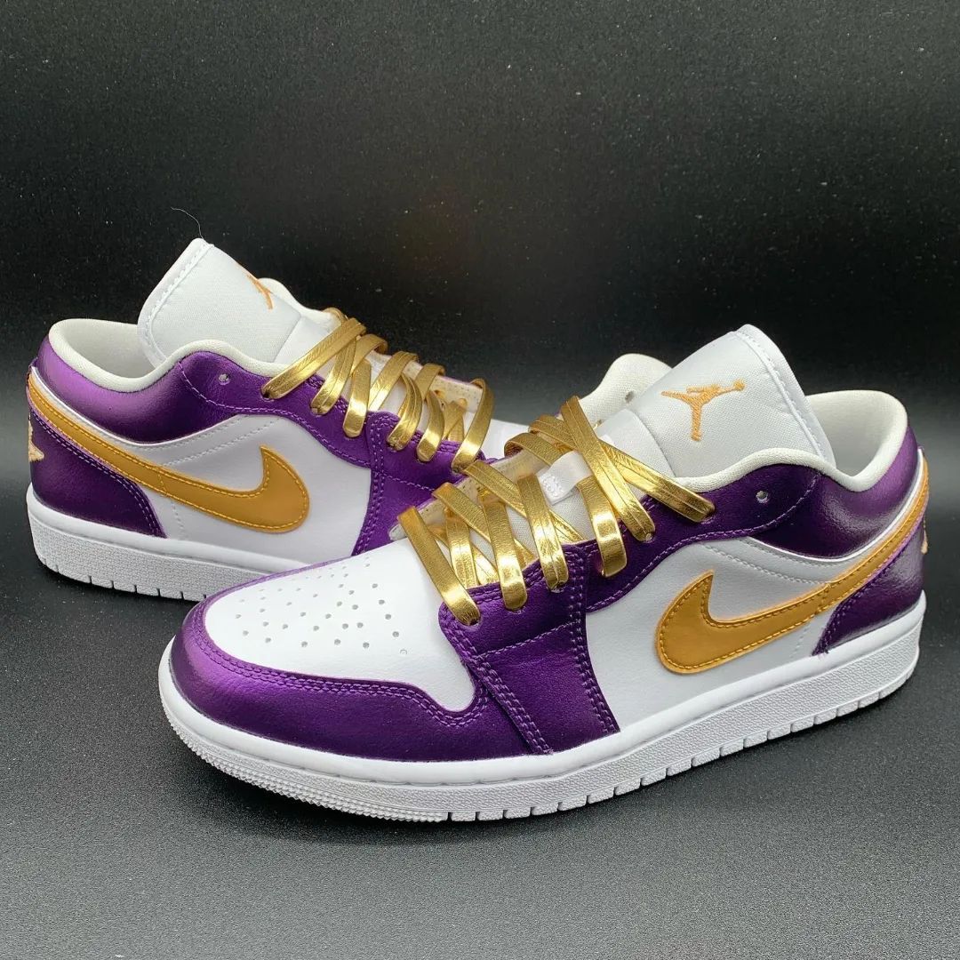 Custom Air Jordan 1 Dark Purple Gold Swoosh