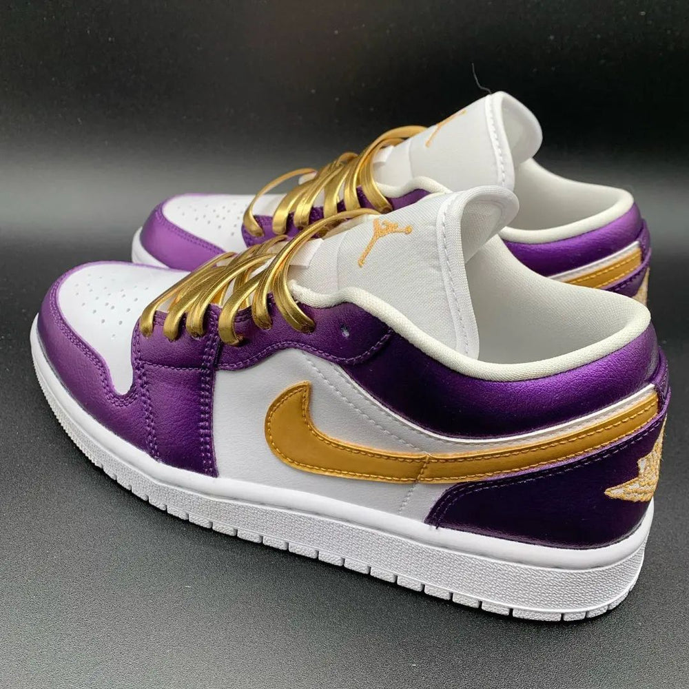 Custom Air Jordan 1 Dark Purple Gold Swoosh