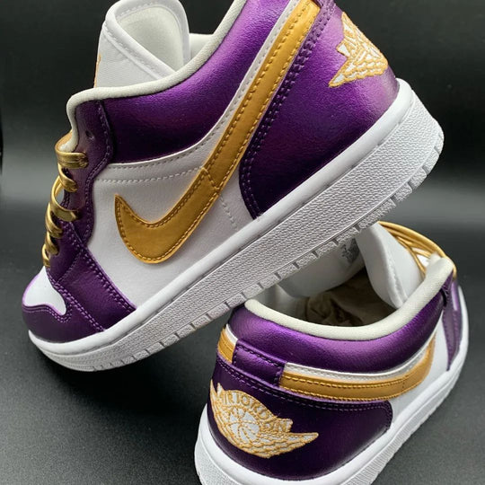 Custom Air Jordan 1 Dark Purple Gold Swoosh