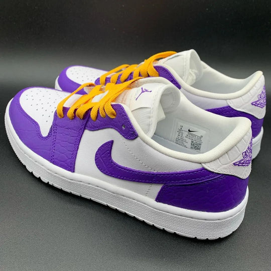 Custom Air Jordan 1 Purple Orange Shoelaces