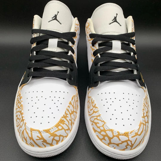 Custom Air Jordan 1 Yellow Cracks Black Swoosh And Laces