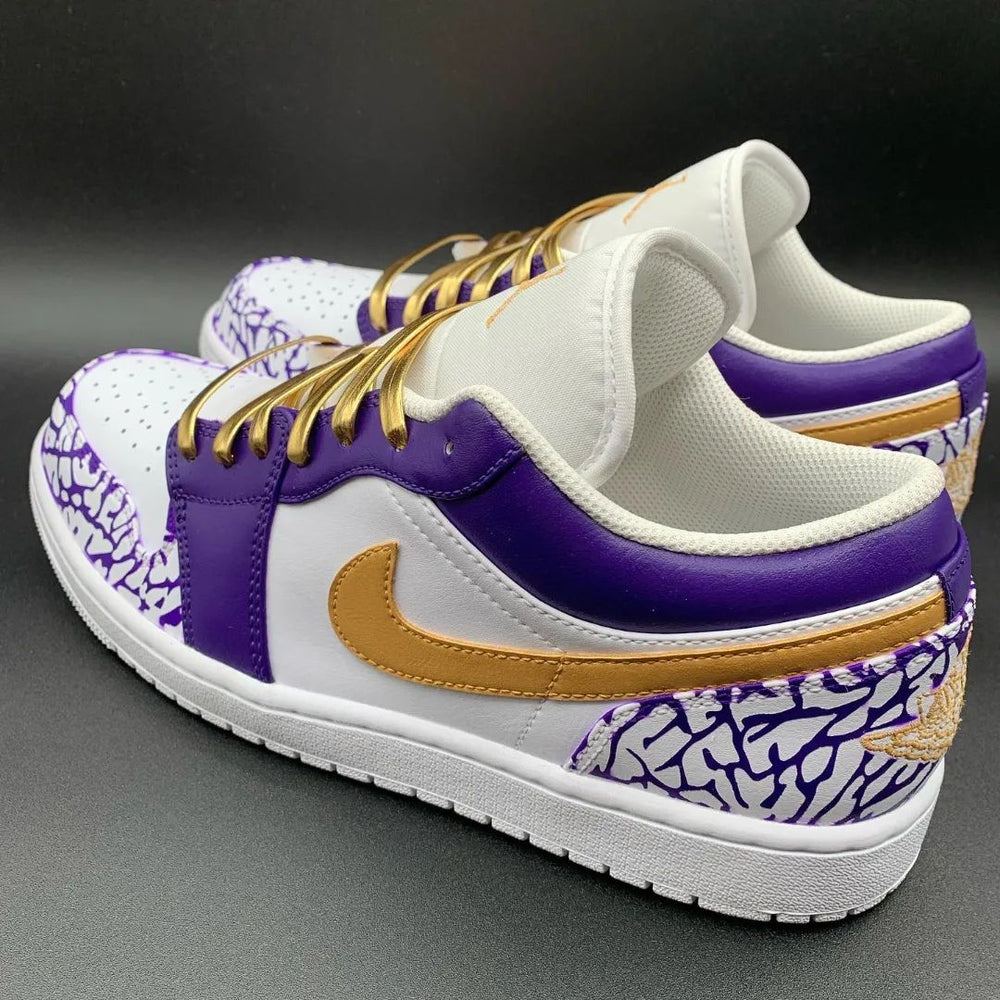 Custom Air Jordan 1 purple Cracks yellow Swoosh