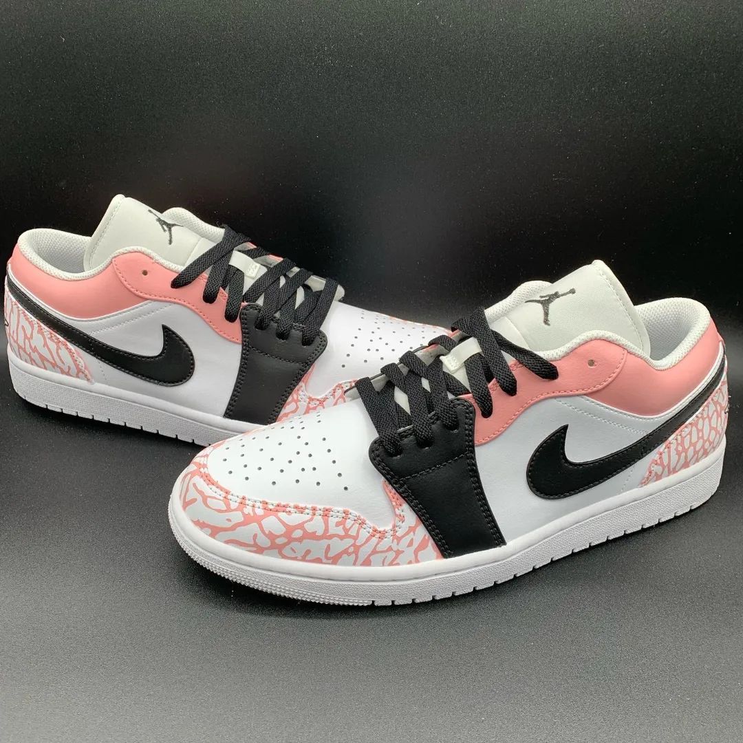 Custom Air Jordan 1 Pink Cracks Black Swoosh And Laces