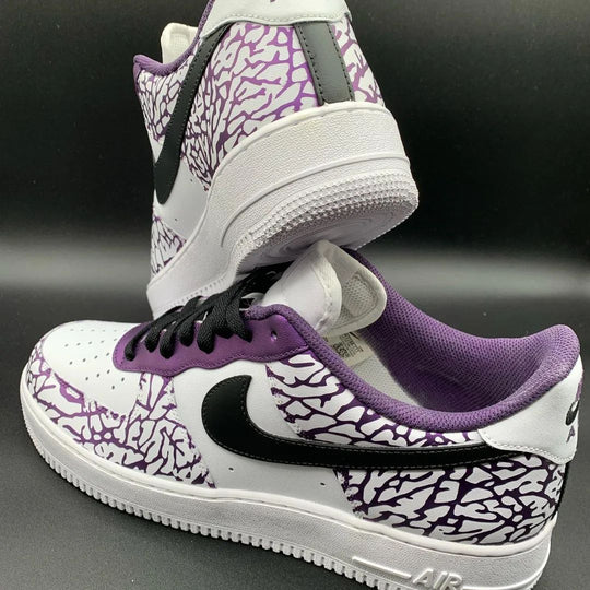 Custom Air Jordan 1 Purple Cracks Black Swoosh And Laces