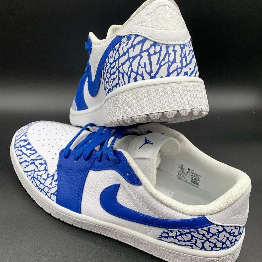 Custom Air Jordan 1 Blue Cracks And Swoosh