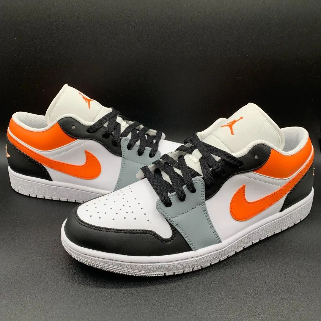 Custom Air Jordan 1 Orange Black Grey Low