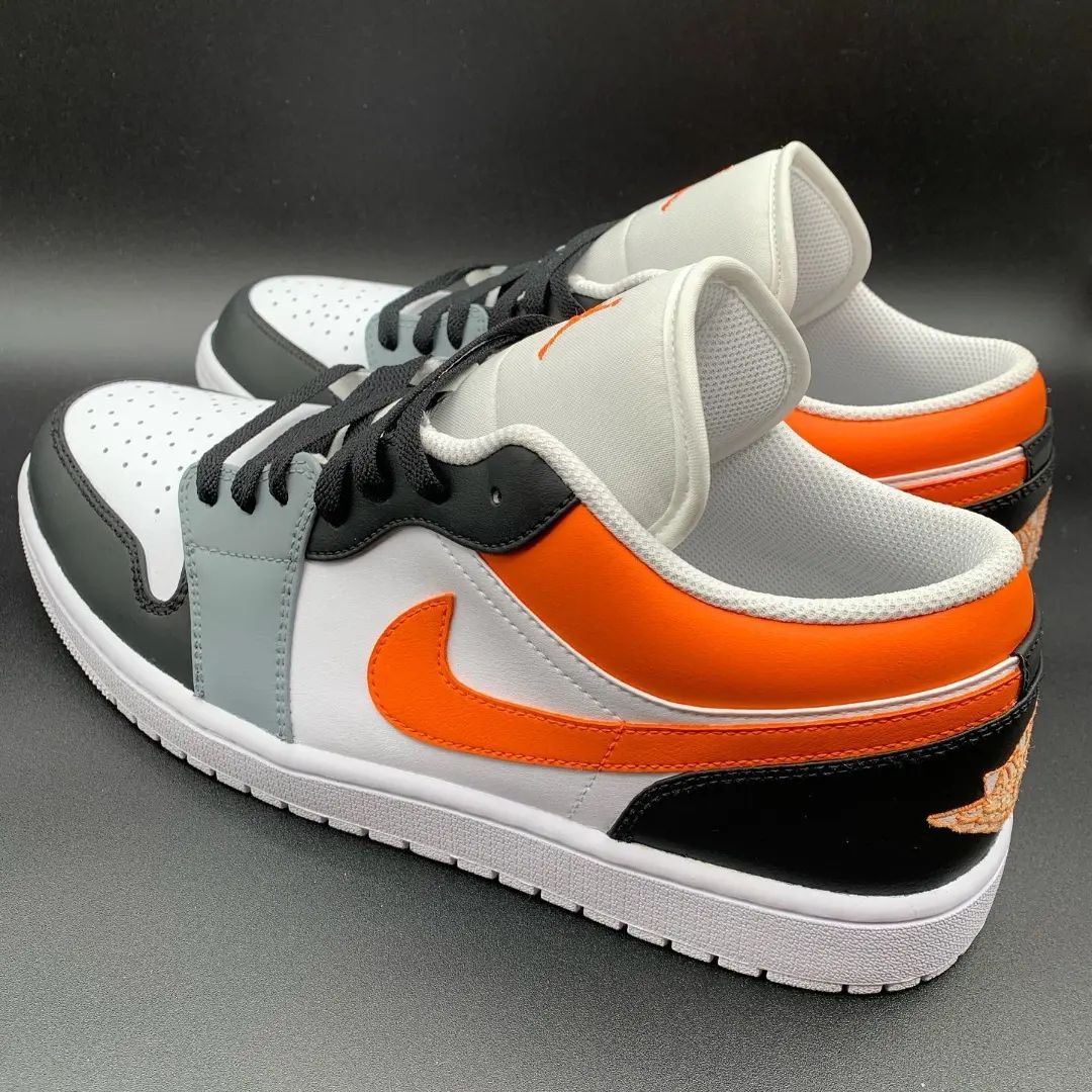 Custom Air Jordan 1 Orange Black Grey Low