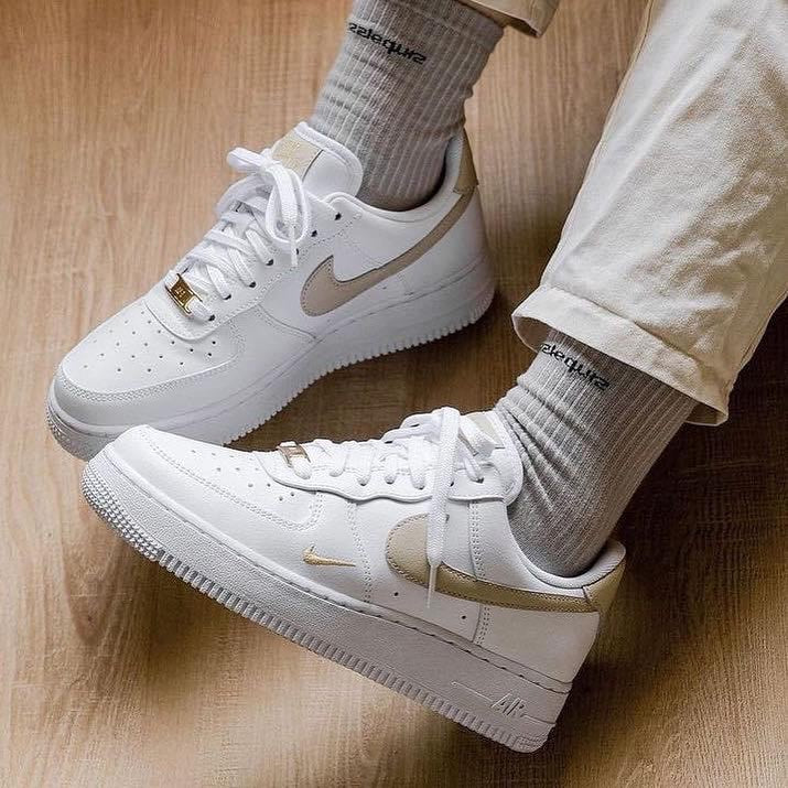 Custom Air Force 1 White Khaki Double Swoosh