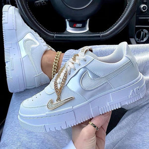 Custom Air Force 1 Light Grey Double Swoosh