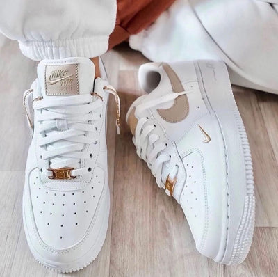 Custom Air Force 1 White Khaki Double Swoosh