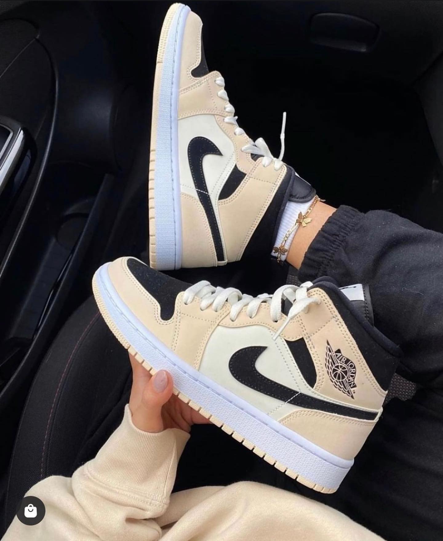 Custom Air Jordan 1 Beige Black