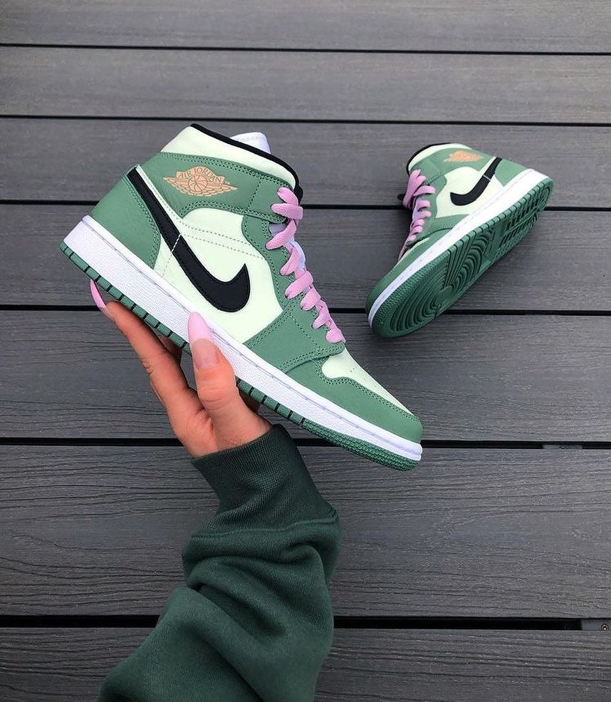 Custom Air Jordan 1 Dark And Light Green Black