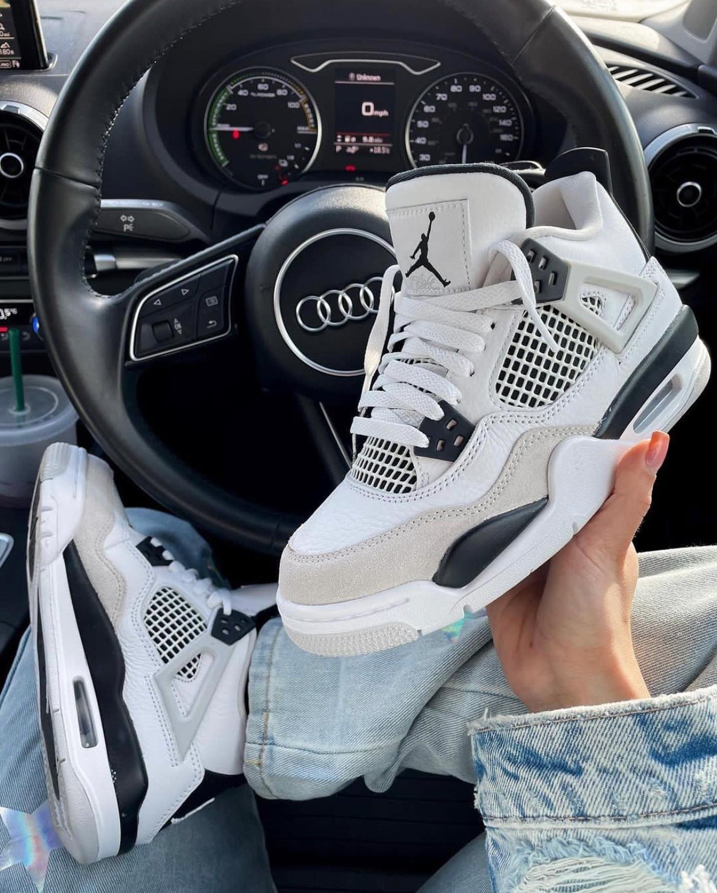 Custom Air Jordan 4 Grey White Black