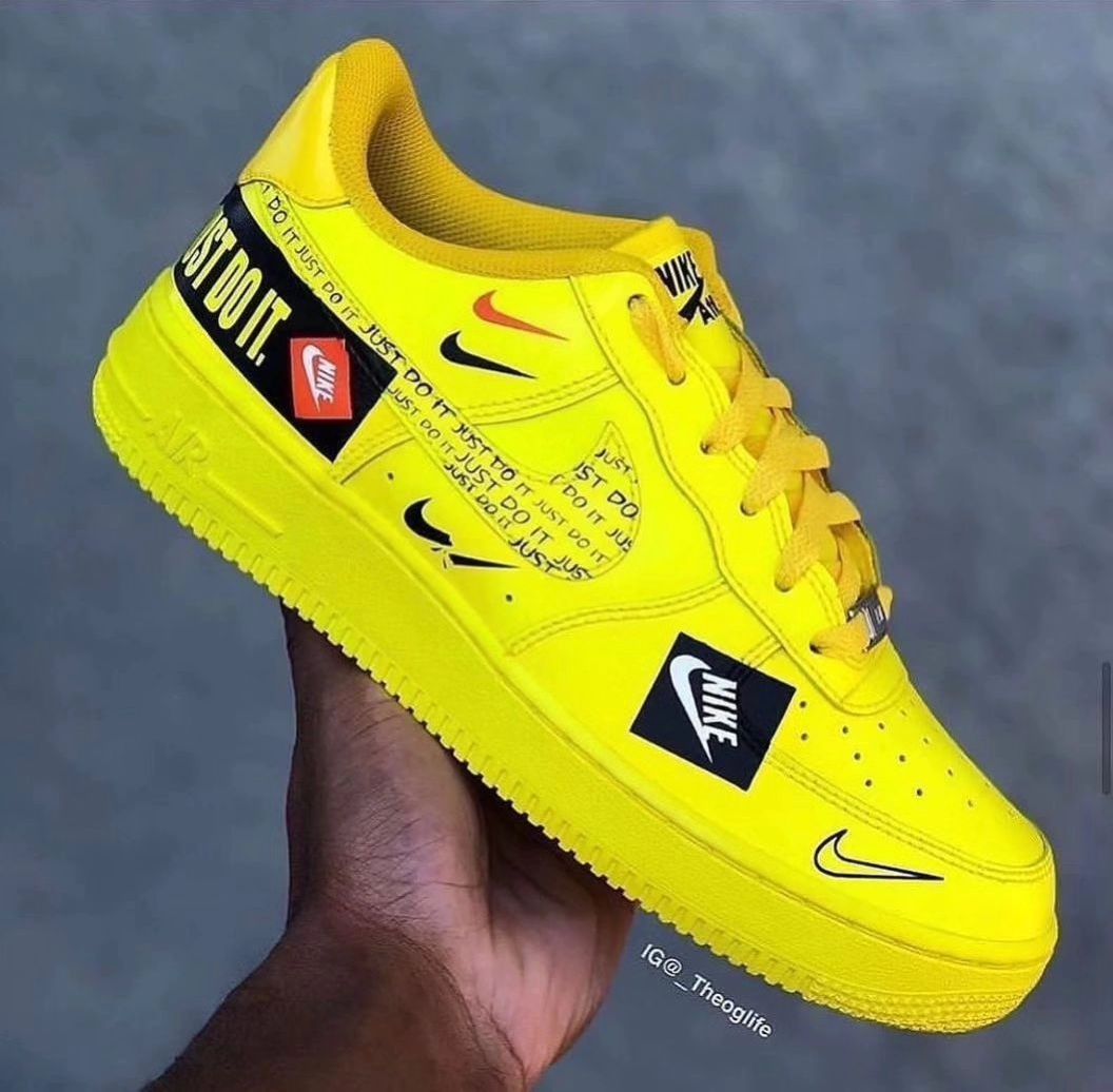 Custom Air Force 1 Yellow Black Font