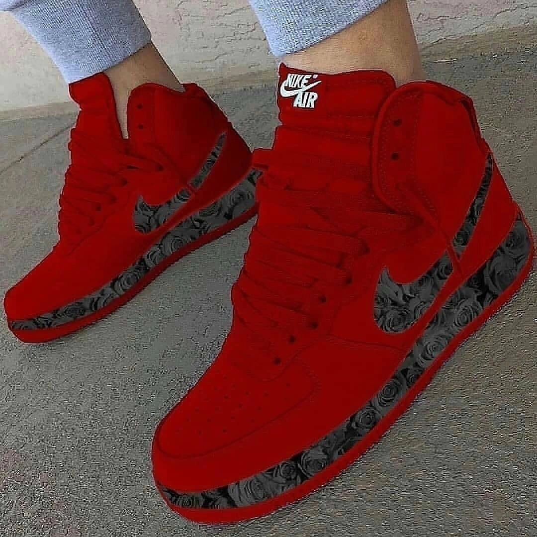 Custom Air Force 1 Red Gray Rose