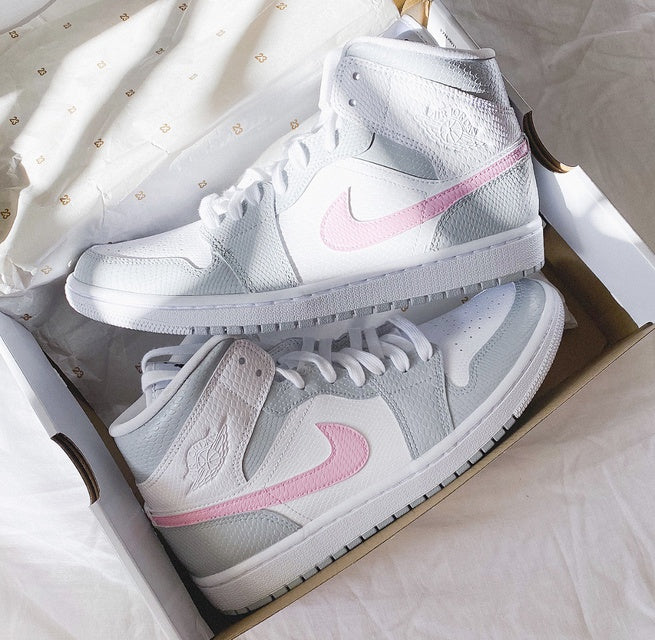 Custom Air Jordan 1 Grey Pink White