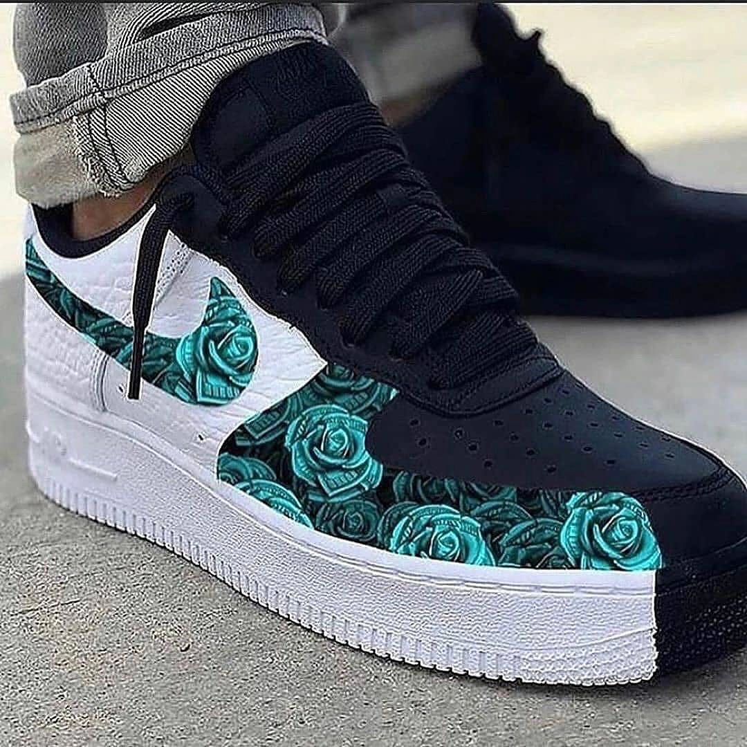 Custom Air Force 1 Green Rose Black