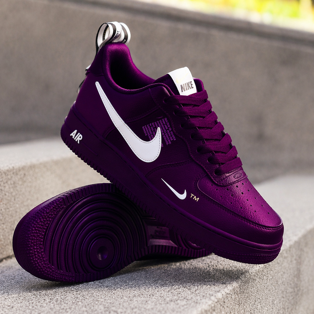 Custom Purple Hand Painted Air Force 1 Sneakers