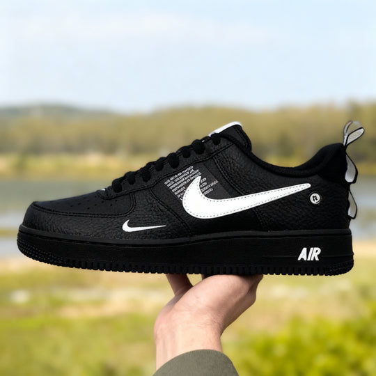 Custom Air Force 1 All Black White Font