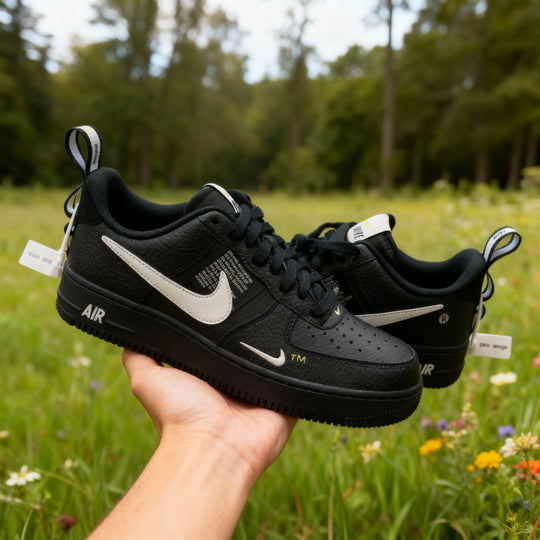 Custom Air Force 1 All Black White Font