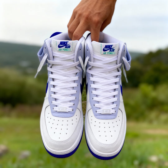 Custom Air Force 1 Blue Swoosh Gray