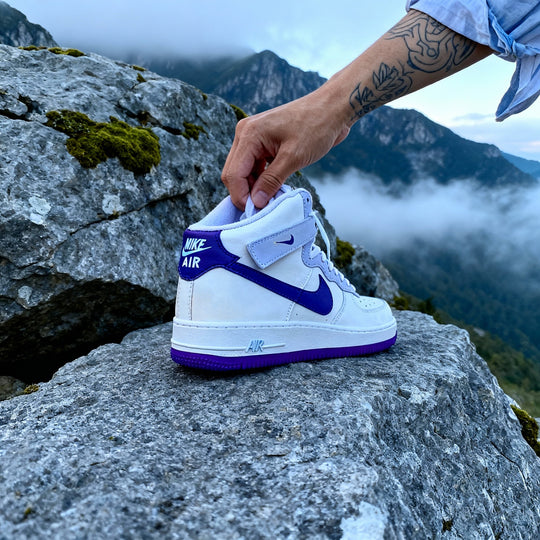 Custom Air Force 1 Blue Swoosh Gray