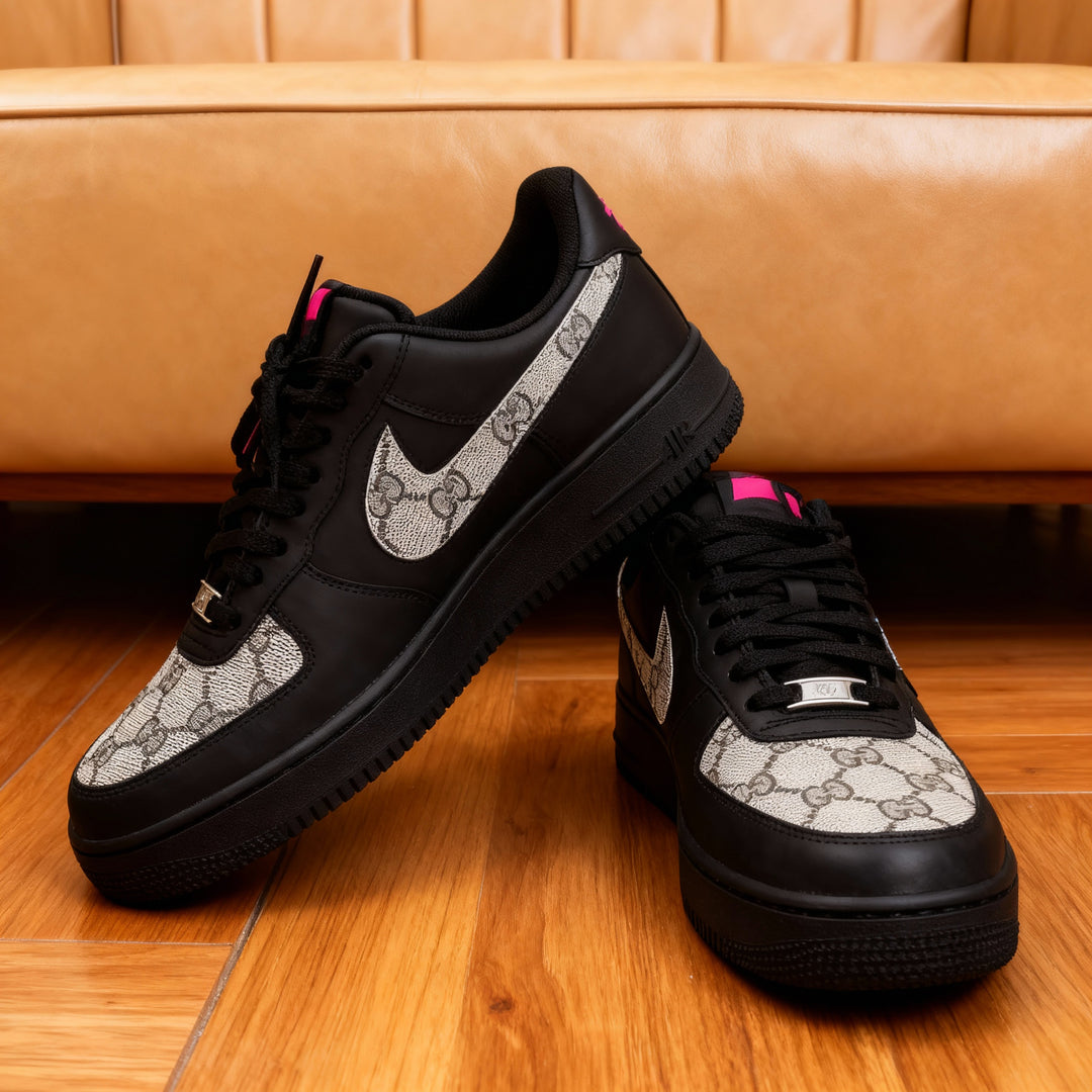 Custom Air Force 1 Patch Guci GG Logo Black
