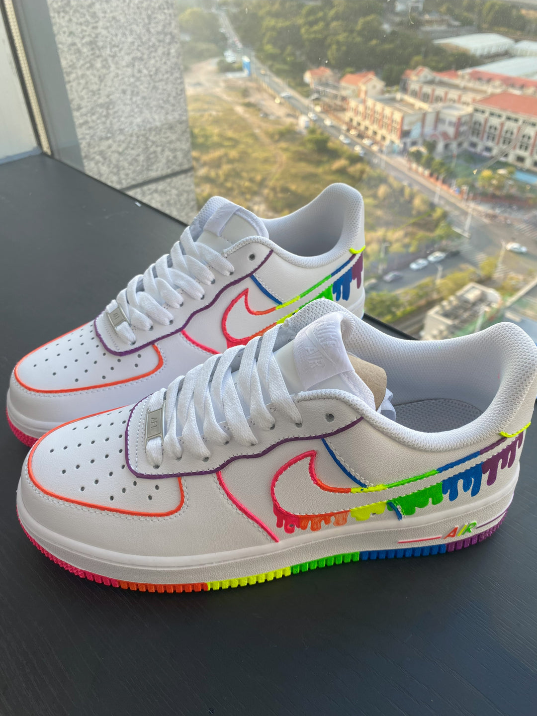 Custom Air Force 1 Rainbow Colorful Drip