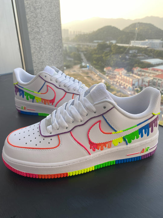 Custom Air Force 1 Rainbow Colorful Drip