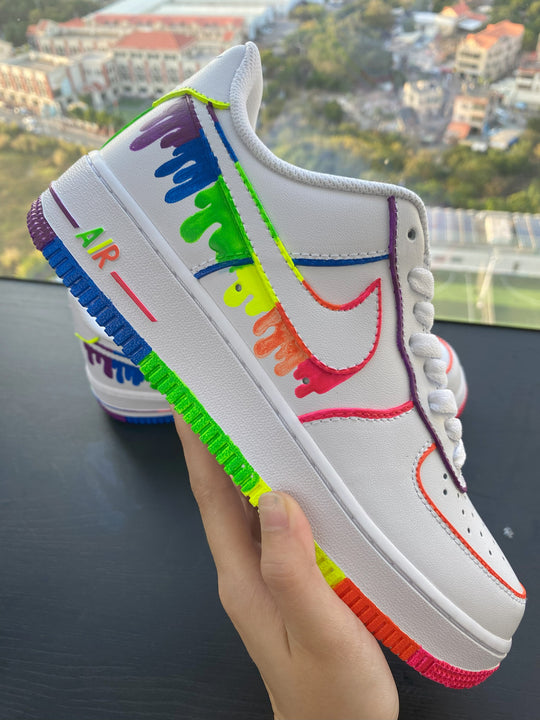 Custom Air Force 1 Rainbow Colorful Drip