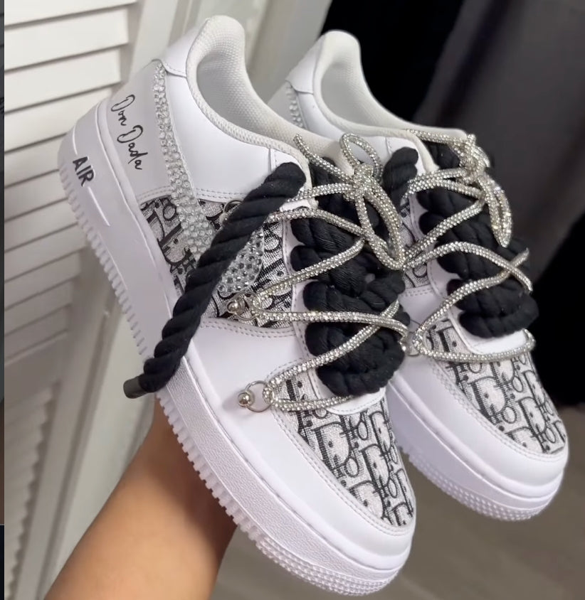 Custom Hand Painted Printing Rhinestone Air Force 1 Sneakers
