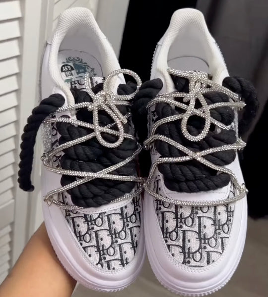 Custom Hand Painted Rhinestone Air Force 1 Sneakers