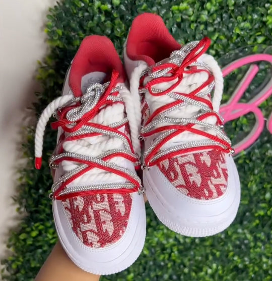 Hand Painted Red & White Custom Air Force 1 Sneakers
