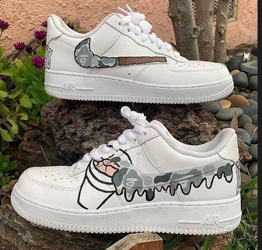 Custom Air Force 1 Gray Dripping Swoosh