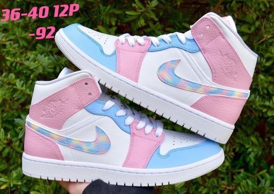 Custom Air Jordan 1 Pink Blue Colorful Swoosh