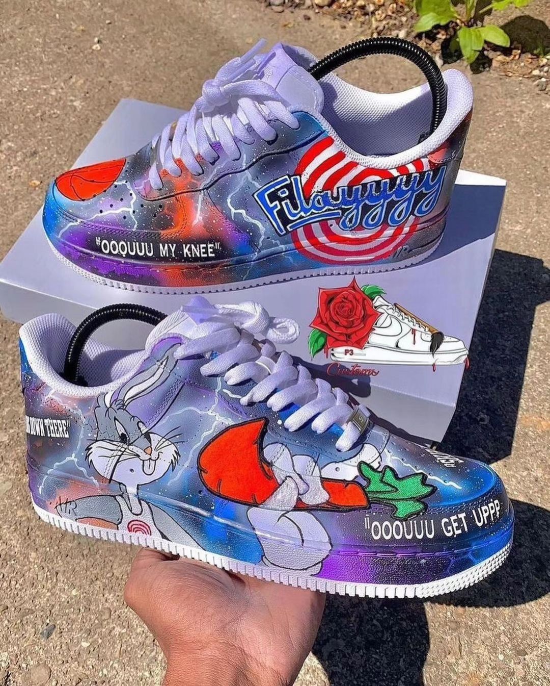 Custom Air Force 1 Rabbit Carrot Red Gray